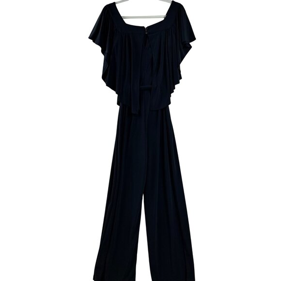 Emma & Michele Black Jumpsuit Womens M Cape Lagenlook Minimalist Resort Travel - Picture 10 of 10